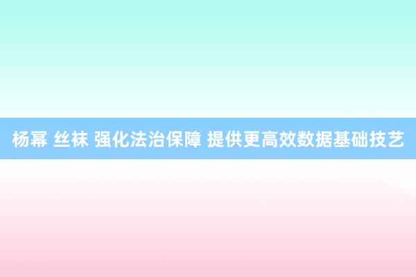 杨幂 丝袜 强化法治保障 提供更高效数据基础技艺