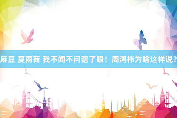 麻豆 夏雨荷 我不闻不问瞎了眼！周鸿祎为啥这样说？