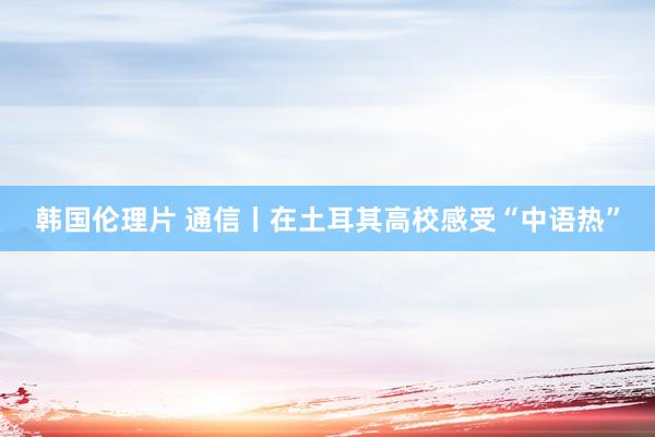 韩国伦理片 通信丨在土耳其高校感受“中语热”