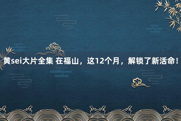 黄sei大片全集 在福山，这12个月，解锁了新活命！