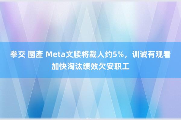 拳交 國產 Meta文牍将裁人约5%，训诫有观看加快淘汰绩效欠安职工