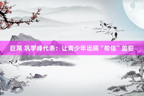 巨屌 巩学峰代表：让青少年远隔“帮信”监犯