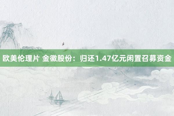 欧美伦理片 金徽股份：归还1.47亿元闲置召募资金