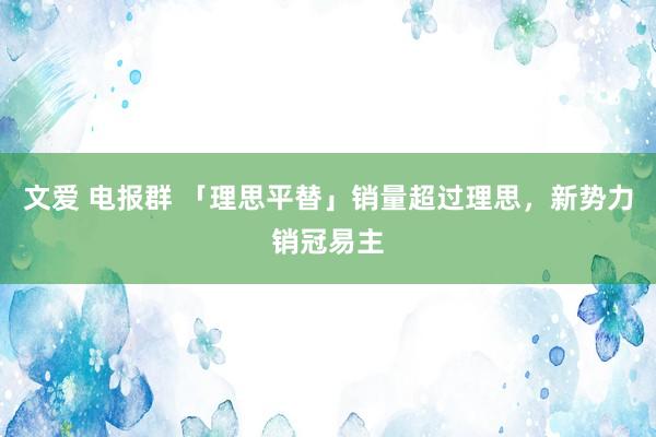 文爱 电报群 「理思平替」销量超过理思，新势力销冠易主