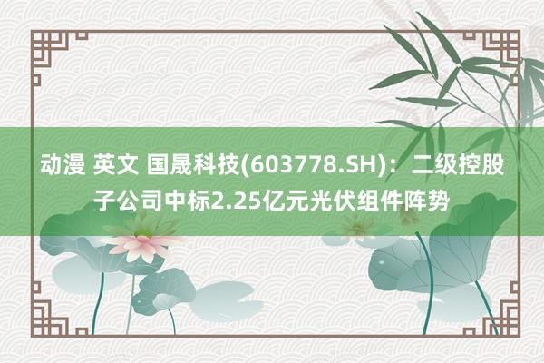 动漫 英文 国晟科技(603778.SH)：二级控股子公司中标2.25亿元光伏组件阵势