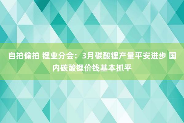 自拍偷拍 锂业分会：3月碳酸锂产量平安进步 国内碳酸锂价钱基本抓平